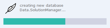 Fortschrittsanzeige: creating new database Data.SolutionManager.